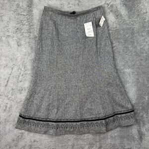 MARCONA Luxury Wool Silk Blend A Line Skirt NEW $145 Womens 26" Waist Gray Knit